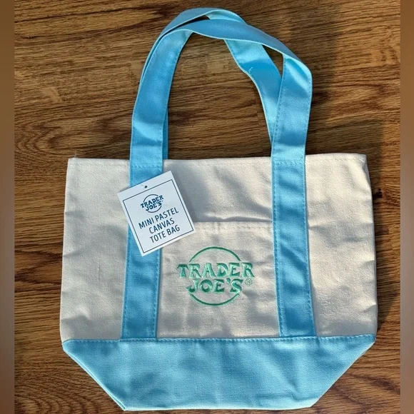 Trader Joe’s Blue Canvas Mini Tote Bag - Picture 2 of 6